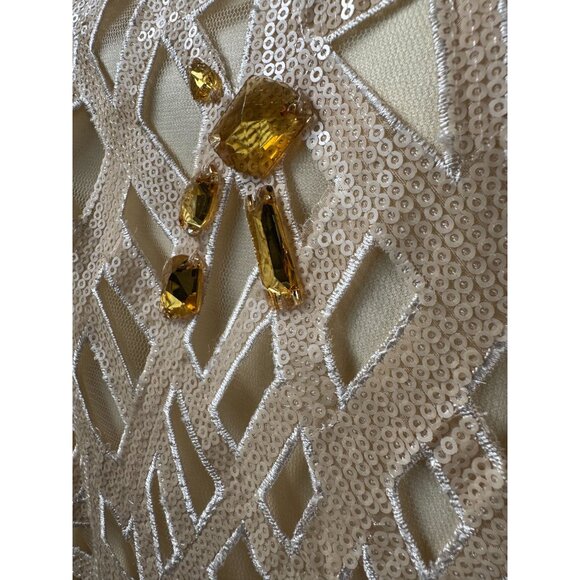 Tadashi Shoji Gold Sequin & Bead Embellished Sleeveless Dress Size 6 NWT - Picture 8 of 16